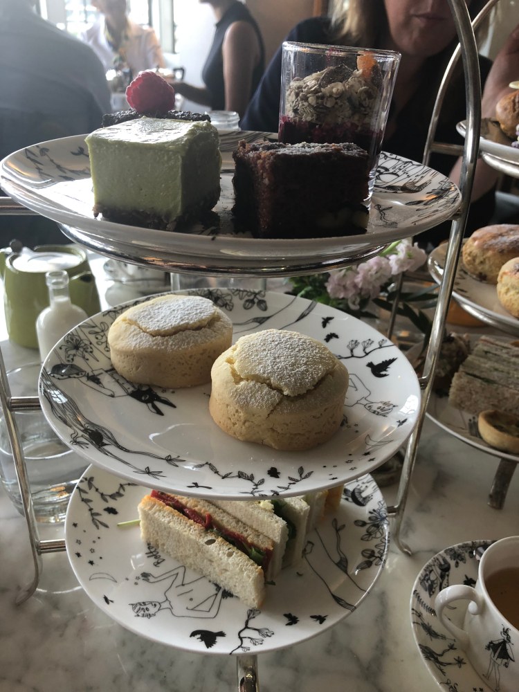 Vegan cake stand at the Swan, Shakespeare's Globe, London