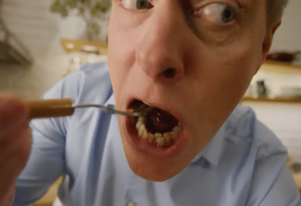 Man eating: still from banned Vegan Friendly UK advert